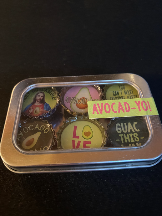 Avocad-Yo! Bottle cap magnets